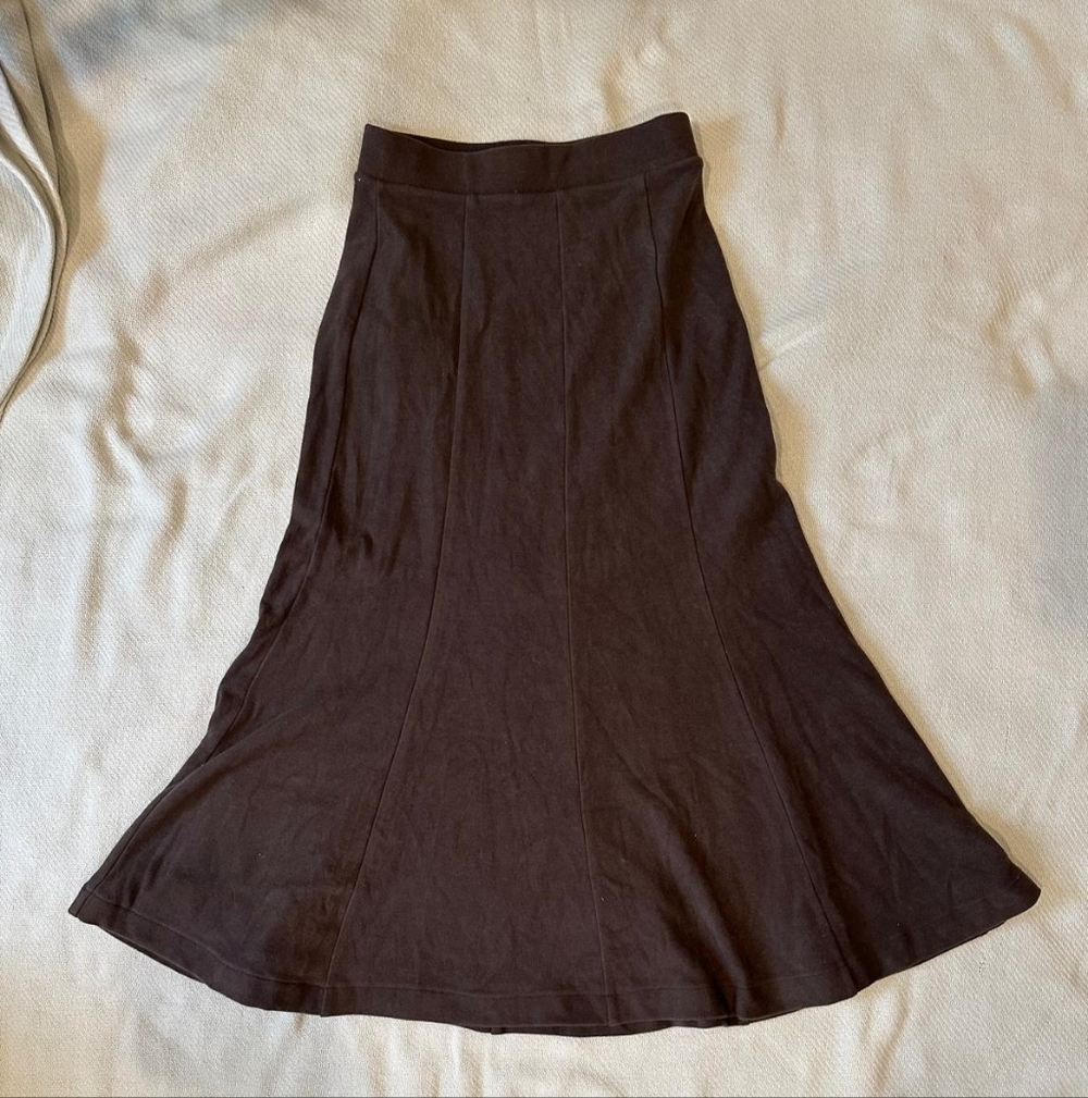 Lou & Grey Chocolate Brown Midi A-Line Skirt